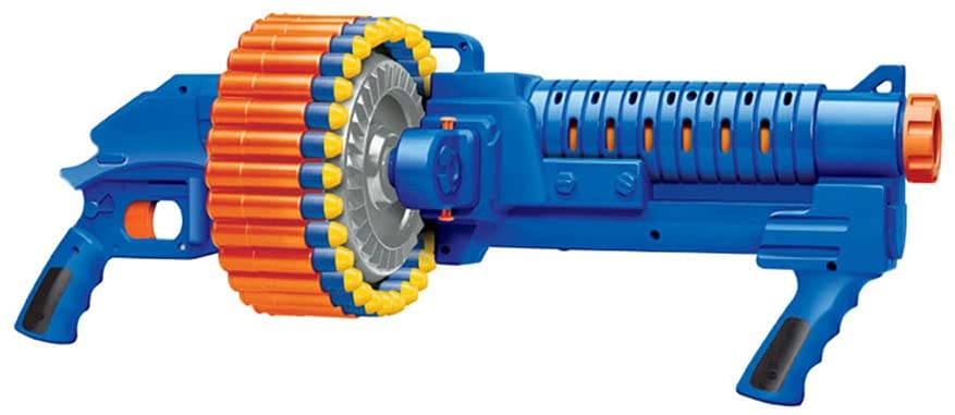 Buzz Bee Toys Air Warriors Sidewinder Rapid Fire Pump Action Long Range Dart Blaster Gun w/ Removable 30 Dart Drum and Foam Suction Darts, Multicolor