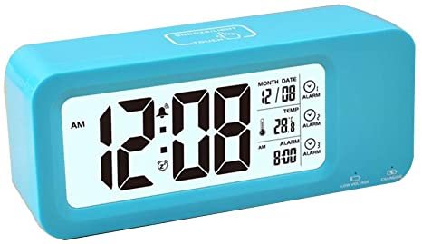 JYD 5.3" Smart, Portable Simple and Silent LCD Digital Alarm Clock w/Date Display, Repeating Snooze and Sensor Light   Night Light