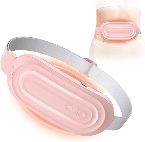 Menstrual Heating Pad, Period Pain Relief Heating Belt, 3s Fast Heating Electric Period Cramp Relief Device with 3 Heat Levels and 3 Massage Modes, Back or Belly Heat Pad for Women and Girls