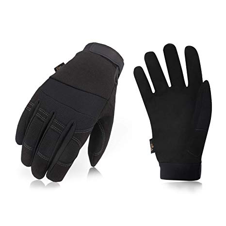 Vgo 3Pairs 32℉ or Above 3M Thinsulate C40 Lined Winter Warm Synthetic Leather Gloves(Size XL,Black,SL8270F)