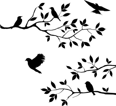 Lot 26 Studio Burnish Birds and Blossoms Vinyl Wall Decal 16 x 24-Inches