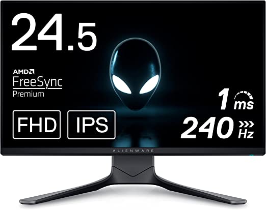 Alienware 25 Gaming Monitor: AW2521HF, 240Hz Refresh Rate, FHD 1080p Resolution,1ms GtG Fast IPS Response Time, Wide-Angle Viewing Range, HDMI USB Connections, Colour Dark Side of The Moon