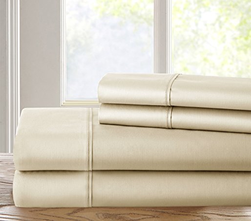 Chateau Home Luxury 500 Thread Count 100% Cotton Solid 4 Piece Sheet Set, Mega Sale Premium Quality Lowest Prices Guaranteed,Queen - Ivory