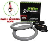 Heavy Duty Gym Rings with Straps that DONT Slip and FREE Skipping Rope - 1 Highest Rated Gym Rings on Amazon Because They Work - Total Body Workout and Fantastic Reviews