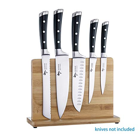 Magnetic Knife Block,Double-Sided Bamboo Magnetic Knife Block, Organizer Block Without Knives, Fits All Knives and Other Utensils, Cutlery Display Stand and Storage (12 inch)