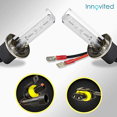 Innovited HID Xenon H1 5000K Replacement Bulbs (1 Pair Pure White) - 2 Year Warranty