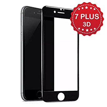 iPhone 7 PLUS Tempered Glass,Screen Protector, GoodPrice iPhone 7 PLUS 3D Full Coverage Tempered Glass Screen Protector for Apple iPhone 7 PLUS, 2016 iPhone 7 PLUS (7 PLUS 3D (Black))