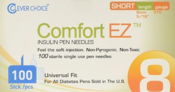 Clever Choice ComfortEZ Insulin Pen Needles 31G 8mm 100/bx