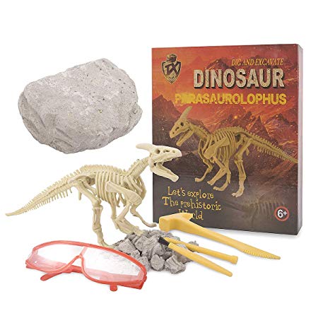 Beyondtrade Dinosaur Dig Kit for Kids, Dino Fossil Dig Kits Dinosaur Skeleton for Children’s Excavation Science Education DIY STEM Toys (Parasaurolophus)