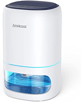 Acekool 35oz Dehumidifier & Air Purifier 2 in 1 with 7 Colorful Lights, Low Energy Portable Small Air Dehumidifiers for Home Bedroom Bathroom, Auto-off & Timer Function, Ultra Quiet 25dB, White (DF1)