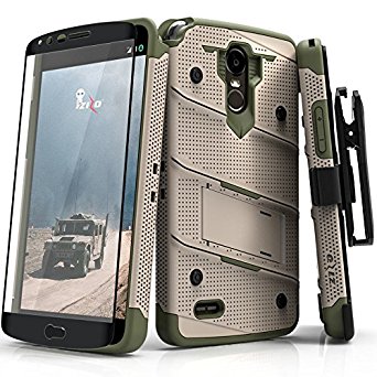 LG Stylo 3 Case, Zizo [Bolt Series] w/ [LG Stylo 3 Screen Protector] Kickstand [12 ft. Military Grade Drop Tested] Holster Belt Clip- LG Stylo 3 Plus