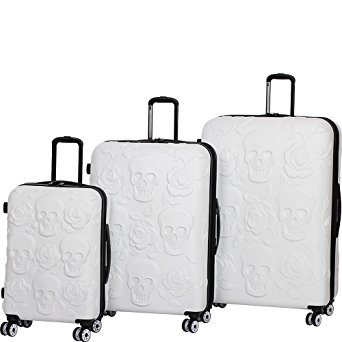 IT Luggage Skull Emboss 3 Piece Spinner Luggage Set