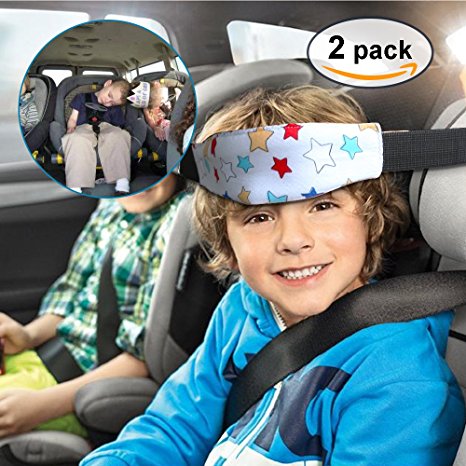Head Support Car Seats, Jelanry Car Seat Neck Relief, Kids Pram Stroller Safety Seat Fastening Belt Adjustable Playpens Sleep Positioner, Offers Protection and Safety to Toddlers for trip(White,2Pack)
