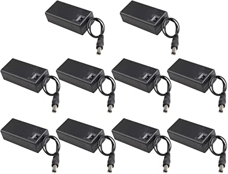 HALJIA 10Pcs 9V Battery Holder Project Box with 2.1mm x 5.5mm DC Plug and On/Off Switch Case Cover Compatible with CCTV, DIY, Arduinos, motors, solenoids, LED strips