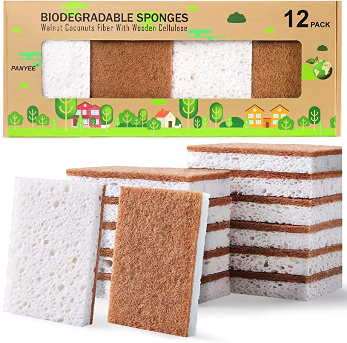 12 Pack Dish Sponge Eco Friendly Kitchen Sponge Natural Biodegradable  Sponges for Dishes, Plant Based Reusable Sponges for Sustainable Living  with