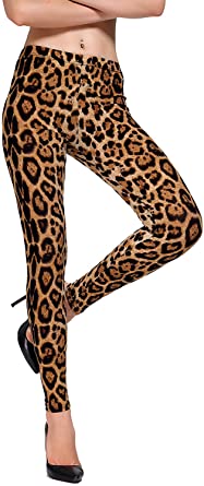 RIKKI Women's Elastic Large Leopard Print Gradual Change Leggings (X-Large