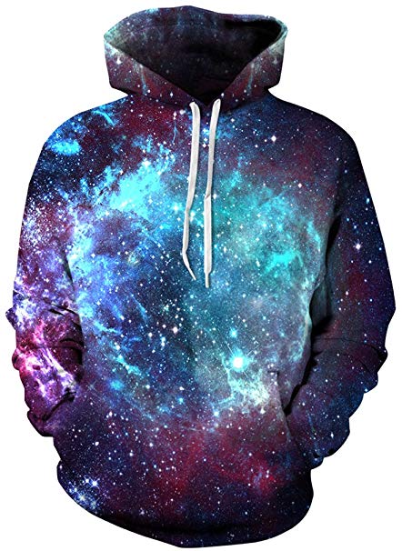 FLYCHEN Men's Digital Print Sweatshirts Hooded Top Galaxy Pattern Hoodie