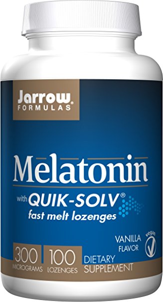 Jarrow Formulas Quik-Solv Melatonin, Supports Sleep Regulation, 300 mcg, 100 Lozenges