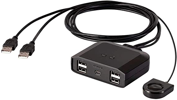 Monoprice 2x4 USB 2.0 Peripheral Sharing Switch, Allows 2 Computers to Share 4 USB Devices