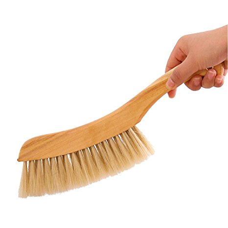 HaloVa Counter Duster, Soft Bristles Debris Dust Hair Cleaning Brush with Wood Handle for Bed Sheets Clothes Sofa Carpet
