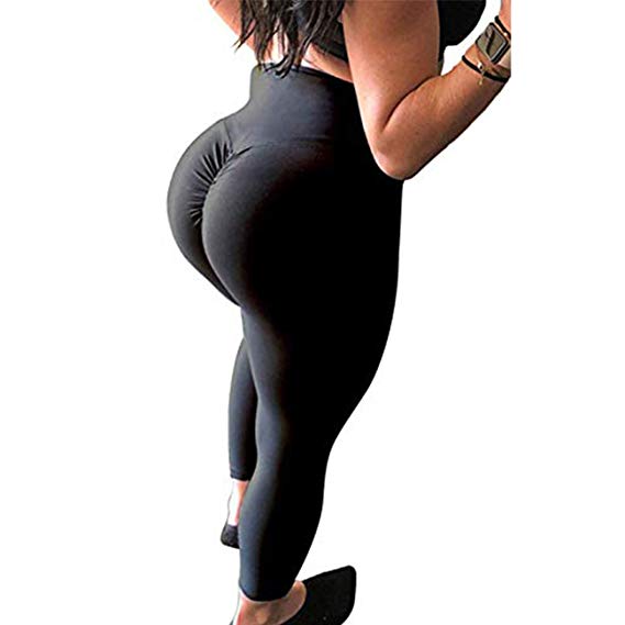 CROSS1946 Women's Yoga Pants High Waist Scrunch Ruched Butt Lifting Workout Leggings Sport Fitness Gym Push Up Tights