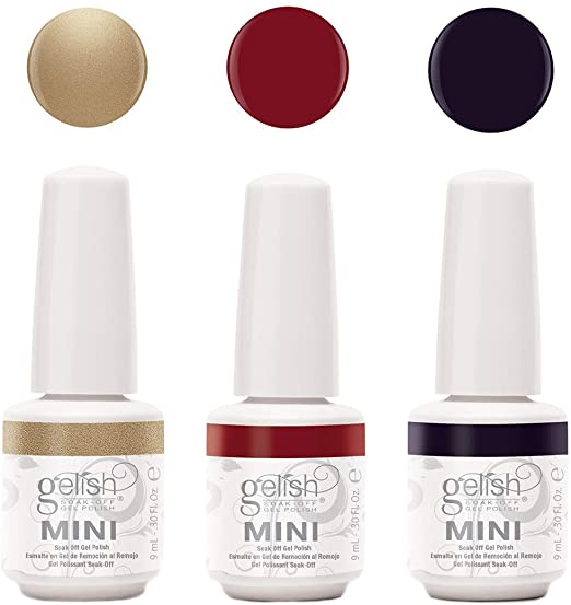 Gelish Mini 9 mL Soak Off 3 Color Winter Holiday Nail Polish Set, Champagne & Moonbeams Collection