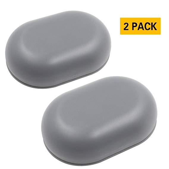 TOPSKY Soap Box, Soap Dish with Lid, Soap Holder with Drain, Soap Case Container for Shower, Bathroom and Kitchen Sinks, Grey, 2 pack