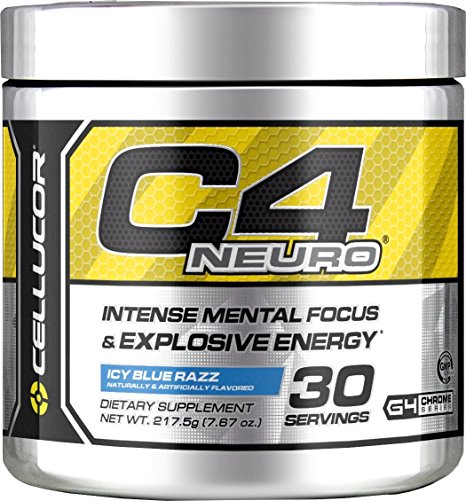 Cellucor C4 Neuro Pre Workout Powder, 30 Servings, Icy Blue Razz, 217.5 Gram