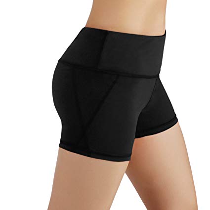 ODODOS by Power Flex Yoga Shorts for Women Tummy Control Workout Running Shorts Pants Yoga Shorts with Hidden Pocket