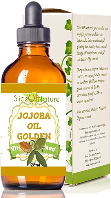 Slice of Nature Jojoba Oil. Virgin, Cold Pressed, 100% Pure 4oz