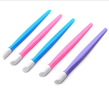 Adecco LLC 10pc Hard Rubber Tipped Plastic Handle Nail Art Tool Cuticle Pusher Cleaner(Random Color))