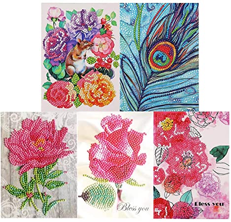 5 Pack 5D DIY Special Shaped Diamond Painting Christmas Birthday Greeting Cards Creative Gift by umbresen (Bless You 1)