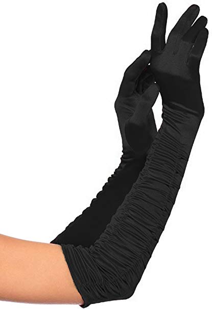 Unilove Long Opera Party 20s Satin Gloves Stretchy Adult Size Elbow Length 21.5" (Plus size)