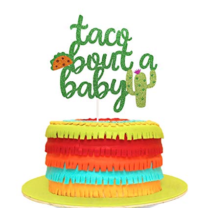 Taco Bout a Baby Cactus Cacti Cake Topper Green Glitter Fiesta Festive Party Supplies Baby Shower Decor