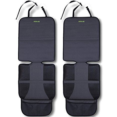 Car Seat Protector (2-Pack) by Drive Auto Products - Ultimate Neoprene Backing is Best Protection for Child & Baby Cars Seats, Dog Mat - Cover Pad Protects Automotive Vehicle Leather, Cloth Upholstery