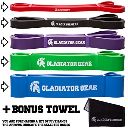 Pull Up Bands with BONUS Gym Towel & E-Guide | SAVE 20% on Multipacks | For Pull Up Assist, Crossfit, Stretching & Powerlifting Exercises | Premium Quality | Choose from 1 of 5 Resistance Bands | Heavy Duty & Suitable For All Pull Up Bars | Improve Your Pull Up Strength