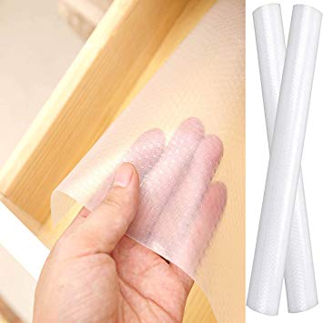 Drawer and Shelf Liner, Non Adhesive, for Drawers, Shelves, Cabinets, Desks, Kitchen, 2-Rolls (Transparent, 17.7 x 59 inches)