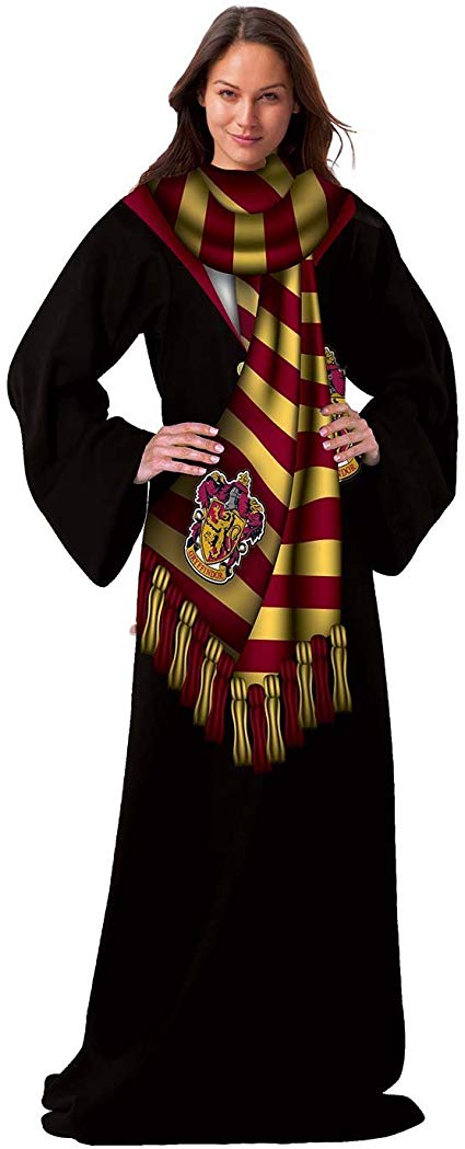 Harry Potter Winter Potter Soft Throw Blanket with Sleeves, 48" x 71", Multi Color
