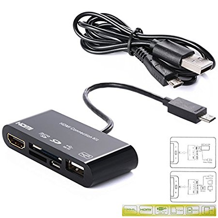 SuperStore_Electronics 5 in 1 Micro USB MHL to HDMI Adapter   USB OTG SD Card Reader Connection Kit AC233