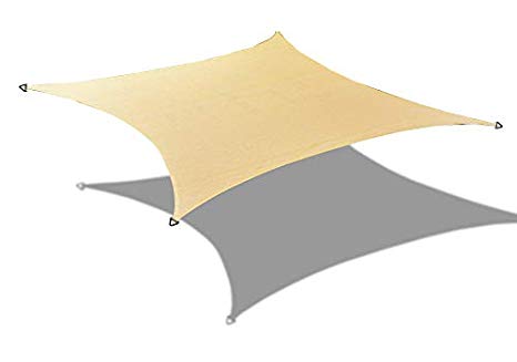 Alion Home HDPE Square Sun Shade Sail Permeable Canopy Custom (9' x 9', Beige)