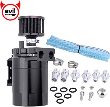 EVIL ENERGY Universal Dual-purpose Oil Catch Can Baffled Reservoir Tank with Breather Filter Aluminum 400ML