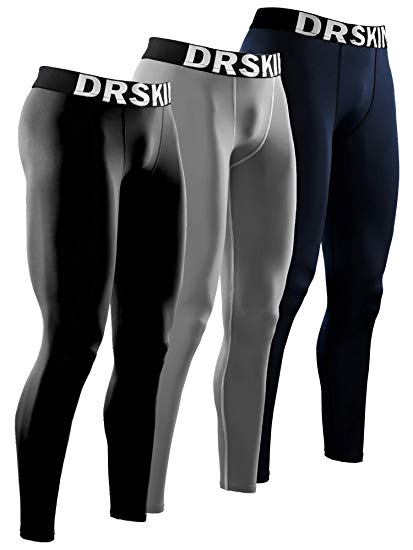 DRSKIN Men's Thermal Wintergear Fleece Cold Compression Tight Base Layer Long Under Sport Leggings Pants