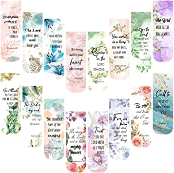 48 Pcs Bible Verse Magnetic Bookmarks, Inspirational Scripture Christian Book Markers Religious Motivational Encouragement Flower Page Clips Presents for Women School Office Supplies (Stylish Style)