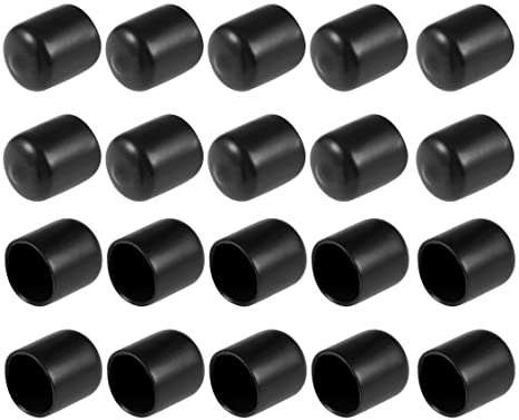uxcell Screw Thread Protectors 5/8-inch ID Rubber Round End Cap Cover Flexible Black Tube Caps 20pcs