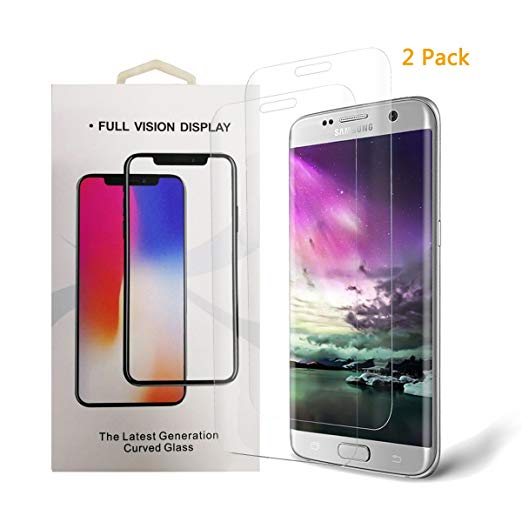 Jasnine Galaxy S7 Edge Screen Protector, full-screen coverage Samsung Galaxy S7 Edge 3D PET HD Screen Protector (2-PACK) (Clear-1)