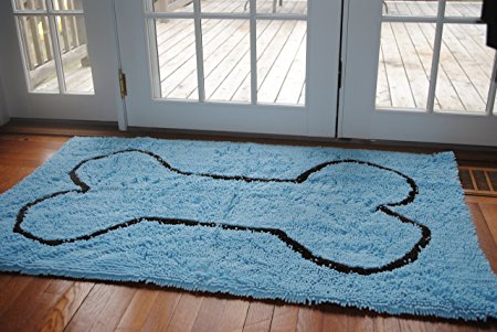 Soggy Doggy Blue Doormat with Brown Bone, 36 by 60"
