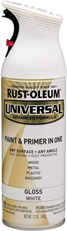 Rust-Oleum 245199 Universal All Surface Spray Paint, 12 oz, Gloss White