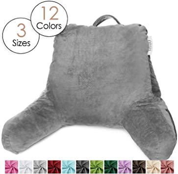 Nestl Reading Pillow, Petite Bed Rest Pillow with Arms for Kids & Young Adults – Premium Shredded Memory Foam TV Pillow - Gray