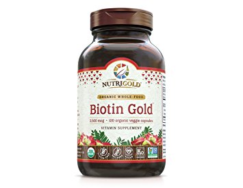 Nutrigold Whole Food Biotin Gold 2500 mcg 120 Organic Vegetarian Capsules