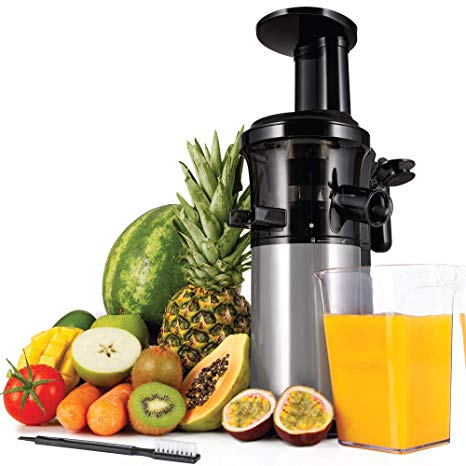 Andrew James Masticating Slow Juicer Machine | Juices Various Fruit & Veg | Oranges Apples Carrots | Makes Nutritious Fresh Juice with Minimum Waste | 200W